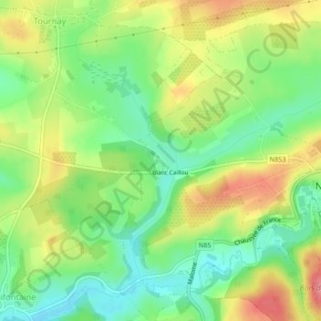 Mappa topografica Blanc Caillou, altitudine, rilievo