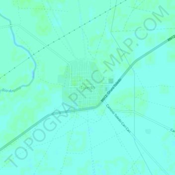 Mappa topografica Toledo, altitudine, rilievo