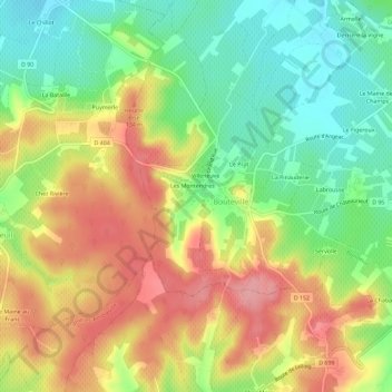 Mappa topografica Les Gauthiers, altitudine, rilievo