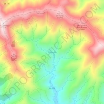 Mappa topografica Aceitunilla, altitudine, rilievo