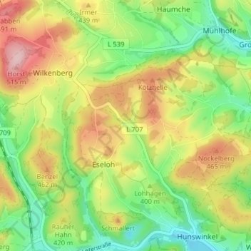 Mappa topografica Wiebche, altitudine, rilievo