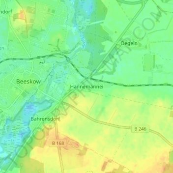 Mappa topografica Hannemannei, altitudine, rilievo