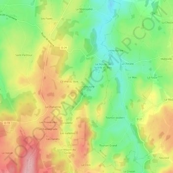 Mappa topografica La Montagne, altitudine, rilievo