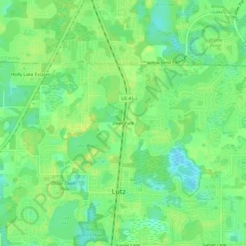 Mappa topografica Deer Park, altitudine, rilievo