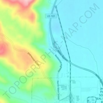 Mappa topografica Upp, altitudine, rilievo