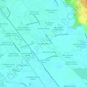 Mappa topografica La Fuente Colonia, altitudine, rilievo