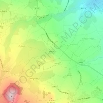 Mappa topografica Allentin, altitudine, rilievo