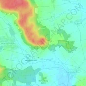 Mappa topografica Ernstberg, altitudine, rilievo