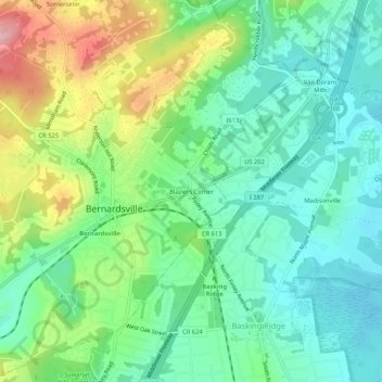 Mappa topografica Blaziers Corner, altitudine, rilievo