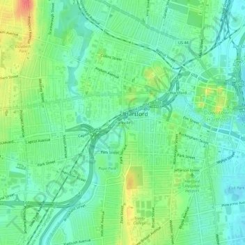 Mappa topografica Parkville, altitudine, rilievo