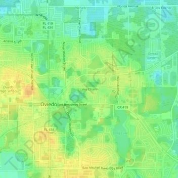 Mappa topografica Lake Charm, altitudine, rilievo