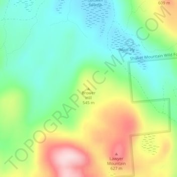 Mappa topografica Brower Hill, altitudine, rilievo