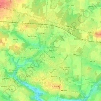 Mappa topografica Le Poignan, altitudine, rilievo