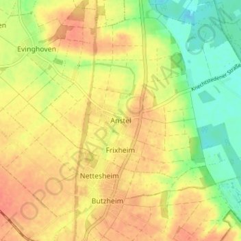 Mappa topografica Anstel, altitudine, rilievo