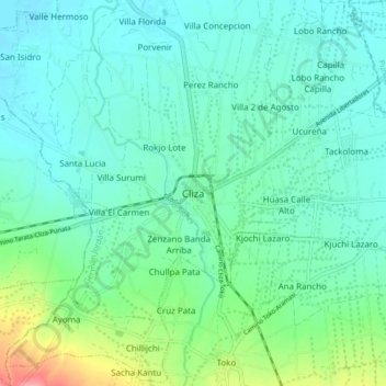 Mappa topografica Cliza, altitudine, rilievo