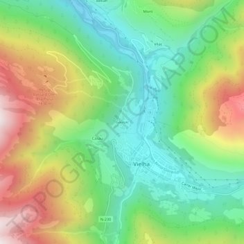 Mappa topografica Gausach, altitudine, rilievo