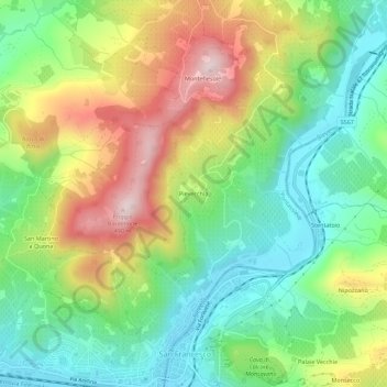 Mappa topografica Pievecchia, altitudine, rilievo