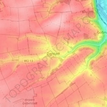 Mappa topografica Darstadt, altitudine, rilievo