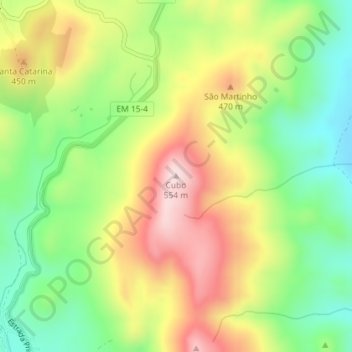 Mappa topografica Cubo, altitudine, rilievo