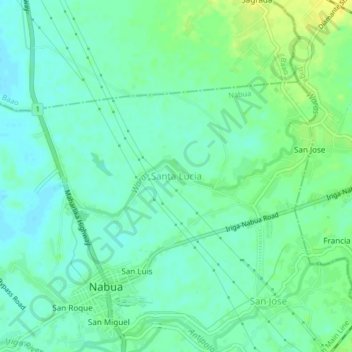 Mappa topografica Santa Lucia, altitudine, rilievo