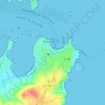 Mappa topografica Le Raz, altitudine, rilievo