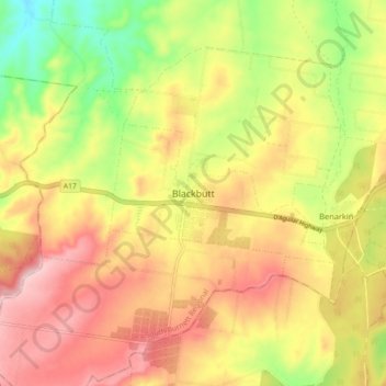Mappa topografica Blackbutt, altitudine, rilievo