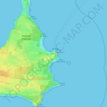 Mappa topografica Pianosa, altitudine, rilievo