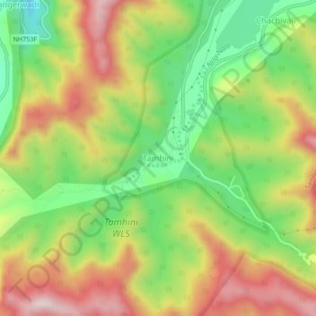 Mappa topografica Tamhini, altitudine, rilievo