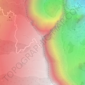 Mappa topografica Maïdo, altitudine, rilievo