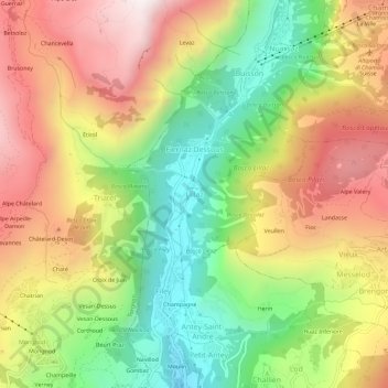 Mappa topografica Lillaz, altitudine, rilievo