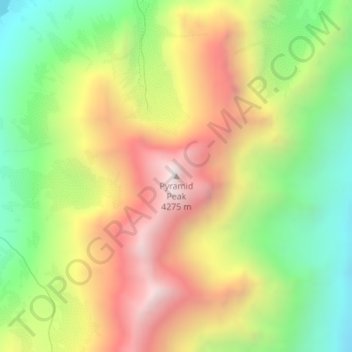 Mappa topografica Pyramid Peak, altitudine, rilievo