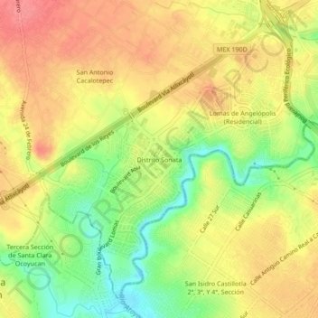 Mappa topografica Distrito Sonata, altitudine, rilievo