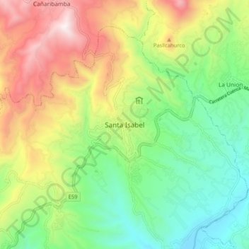 Mappa topografica Santa Isabel, altitudine, rilievo
