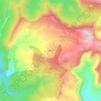 Mappa topografica Llaberia, altitudine, rilievo