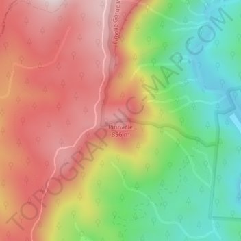 Mappa topografica Pinnacle, altitudine, rilievo