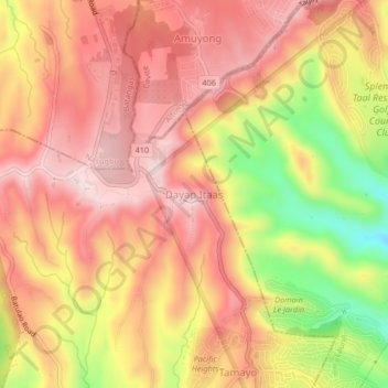 Mappa topografica Dayap Itaas, altitudine, rilievo