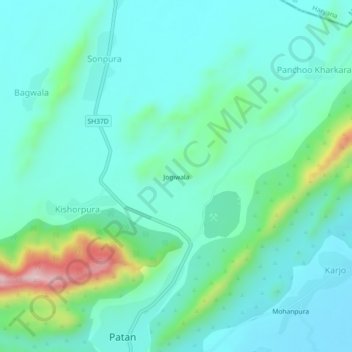 Mappa topografica Jogiwala, altitudine, rilievo