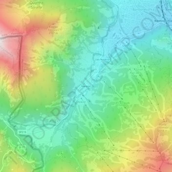 Mappa topografica Melezet, altitudine, rilievo