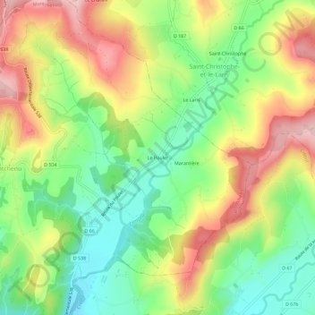 Mappa topografica Le Poulet, altitudine, rilievo