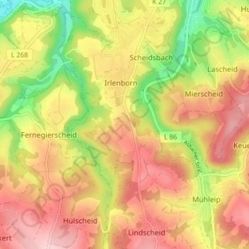Mappa topografica Hausen, altitudine, rilievo
