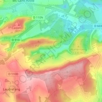 Mappa topografica Dourd'Hal, altitudine, rilievo