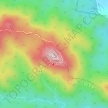 Mappa topografica Mount Moombil, altitudine, rilievo