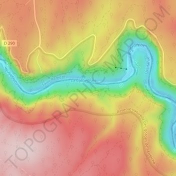 Mappa topografica Grotte aux Points, altitudine, rilievo