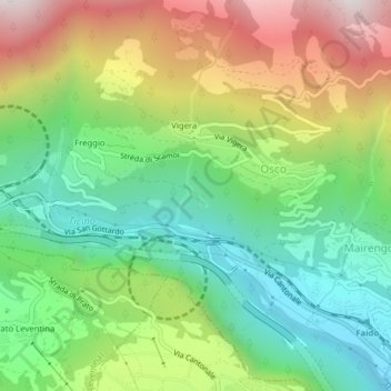 Mappa topografica Chié, altitudine, rilievo