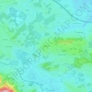 Mappa topografica Oberdolden, altitudine, rilievo