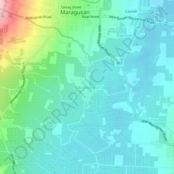 Mappa topografica Mauswagon, altitudine, rilievo