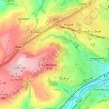 Mappa topografica Nettleton Hill, altitudine, rilievo