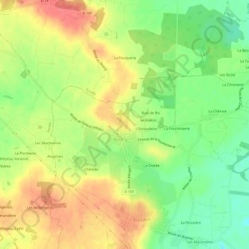 Mappa topografica Le Testard, altitudine, rilievo