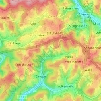 Mappa topografica Pettseifen, altitudine, rilievo