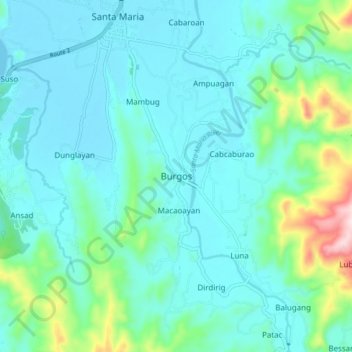 Mappa topografica Burgos, altitudine, rilievo